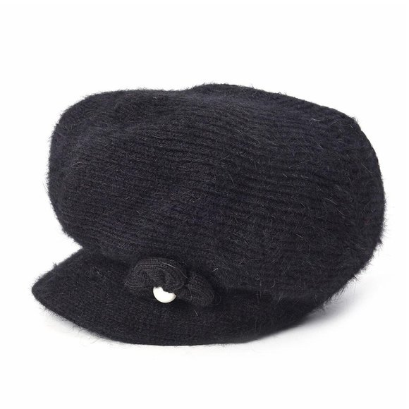 Wool Hat w/Flower and Simulate Pearl - Picture 2 of 3